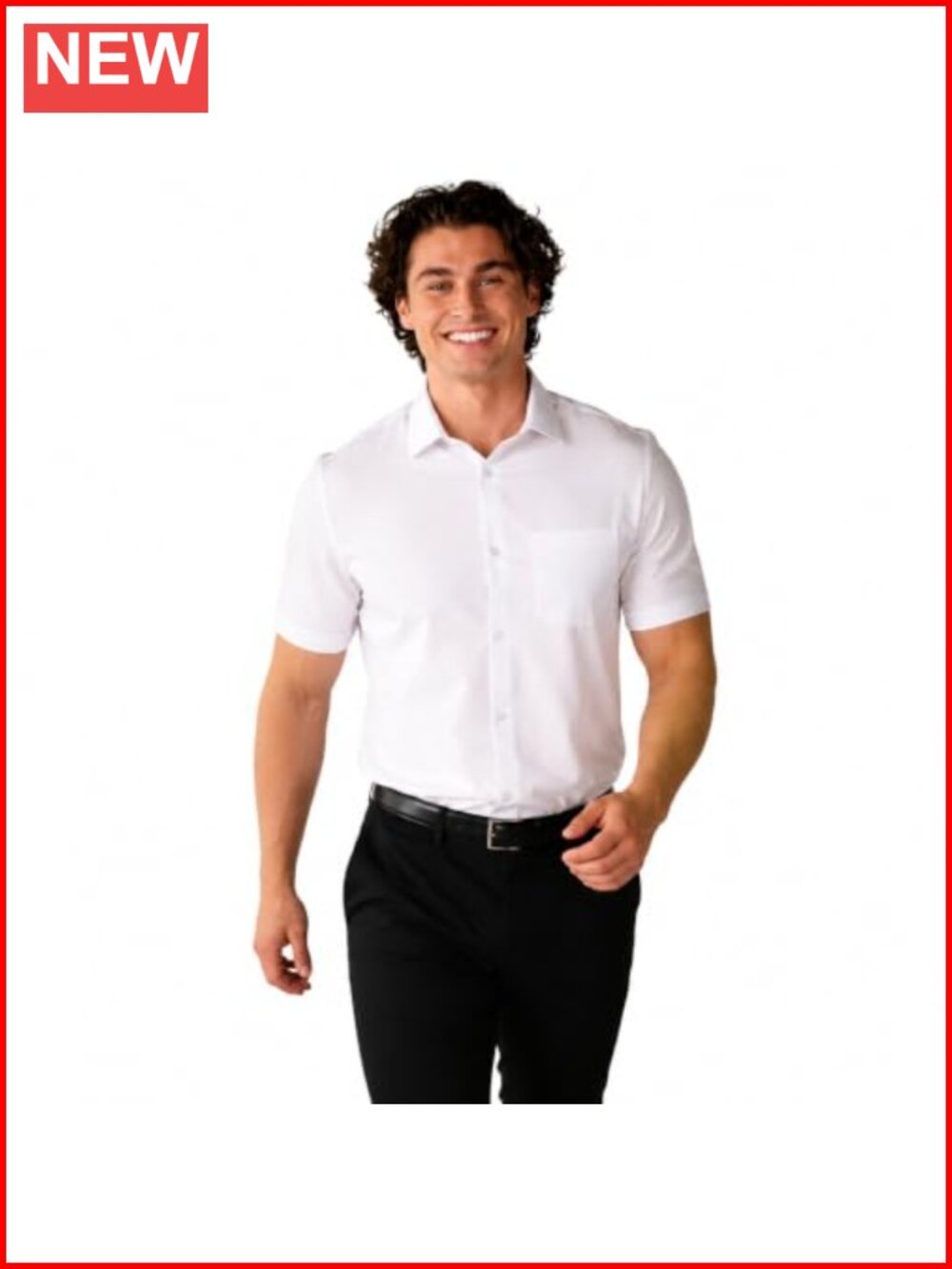 Mens Wrinkle Free Stain Resistant Short Sleeve Dress Shirt Slim Fit